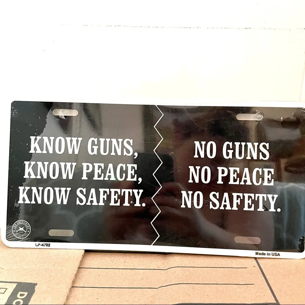 NEW Guns Peace Safety License Plate Metal Sign